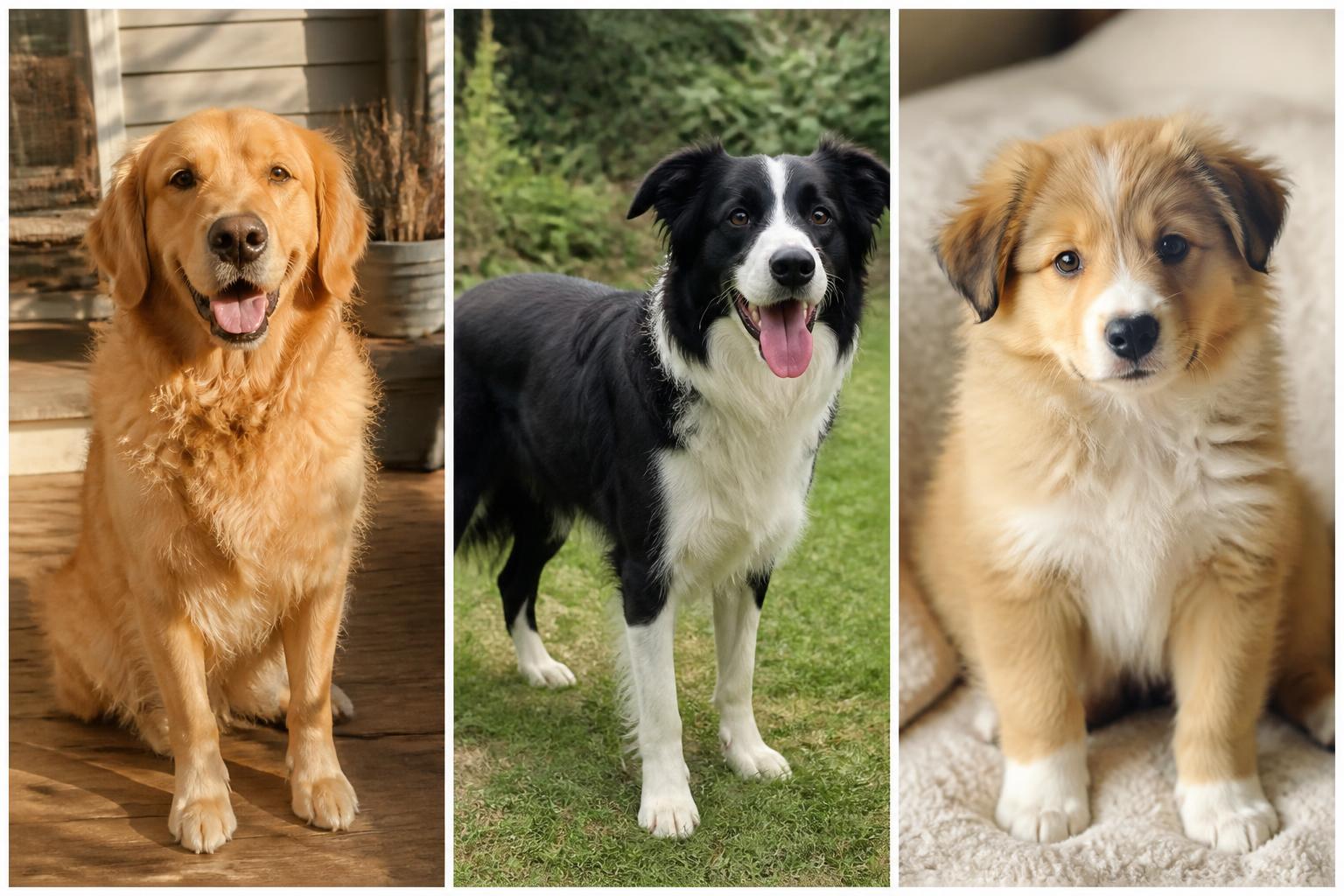 Two real parent dogs and the imagined puppy PawBlend created from them